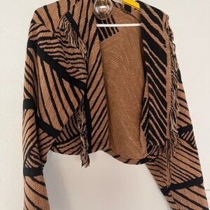 johnny was Women's Black and Brown Patterned Sweater
